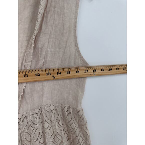 Valentina Naldi Duster Womens One Size Tan Linen Cover Up Sleeveless Tie Front - Picture 11 of 11